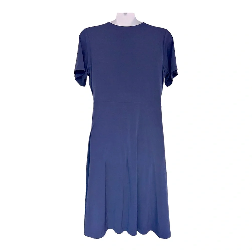 Catherine Malandrino faux Wrap Jersey Knit Office Casual Navy Dog Show Dress  1X - Picture 7 of 15